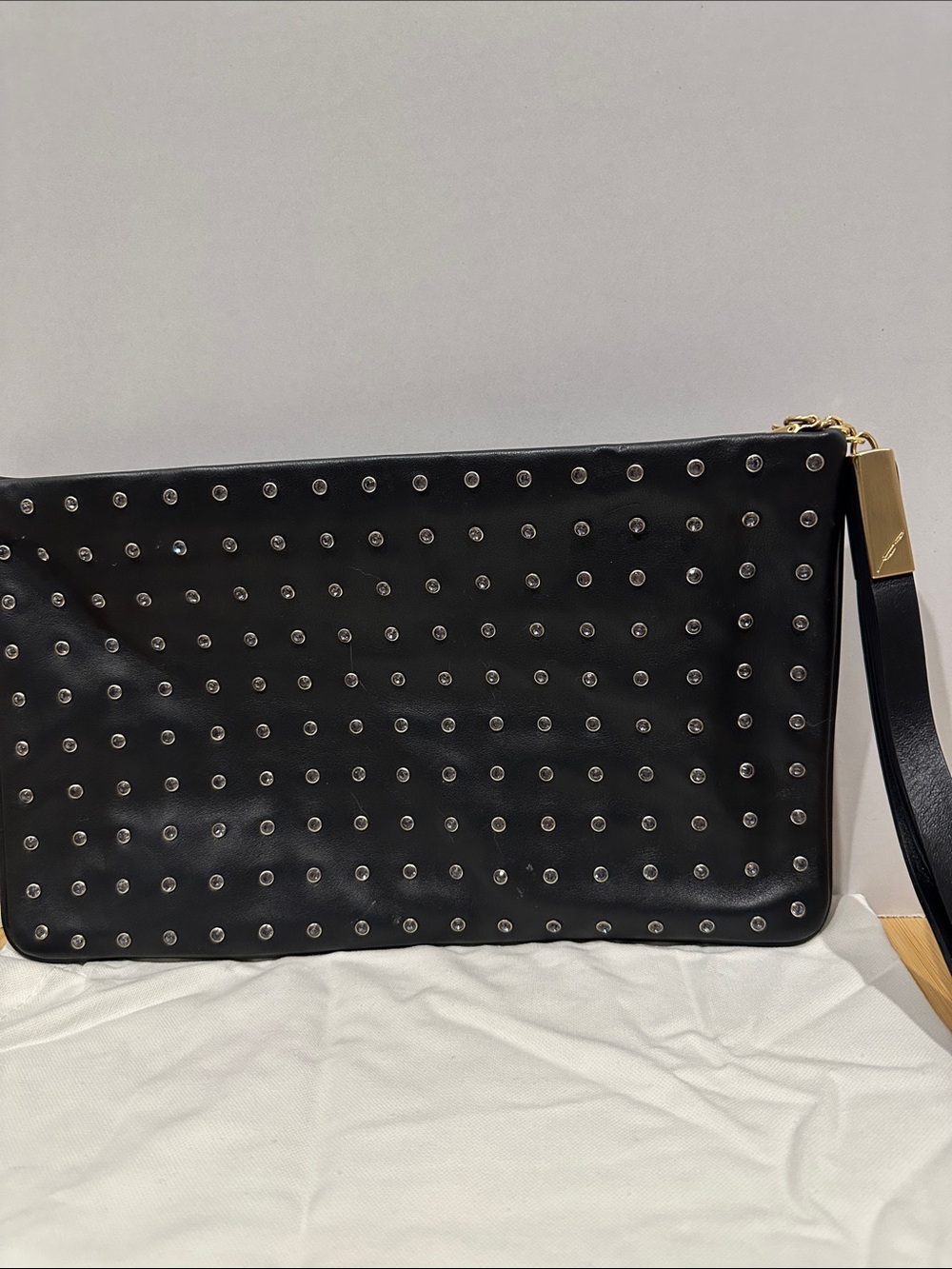 200BA - Signature Brian Atwood logo-engraved gold-tone with tassel,crystal studs
